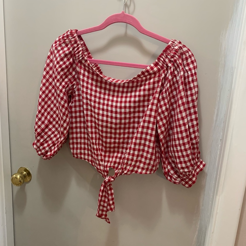 Forever 21 Red Checkered crop top